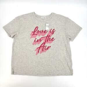 Maurices Shirt Womens 0X Short Sleeve Gray “Love Is In The Air” Graphic-T New!